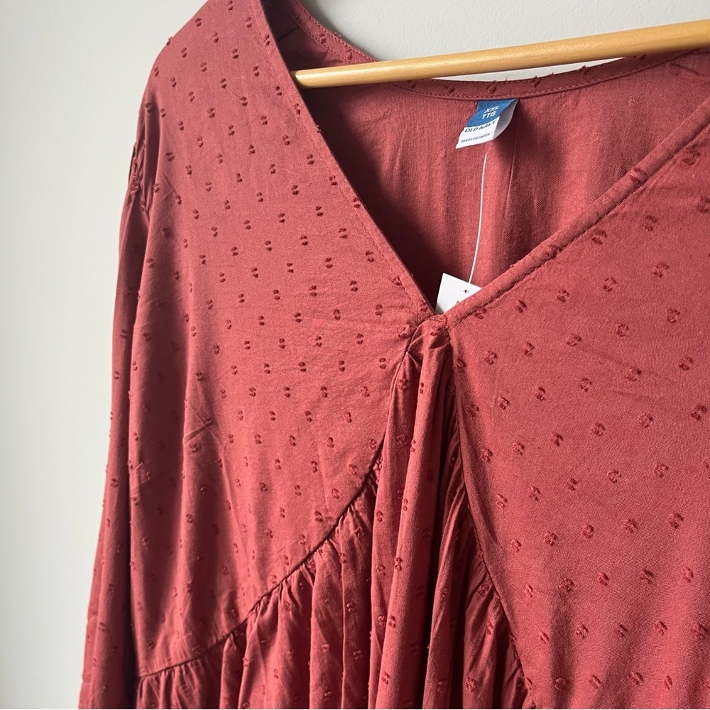 Old Navy Swiss Dot Long Sleeve Unlined V Neck Shift Dress Multiple Sizes - Picture 8 of 12